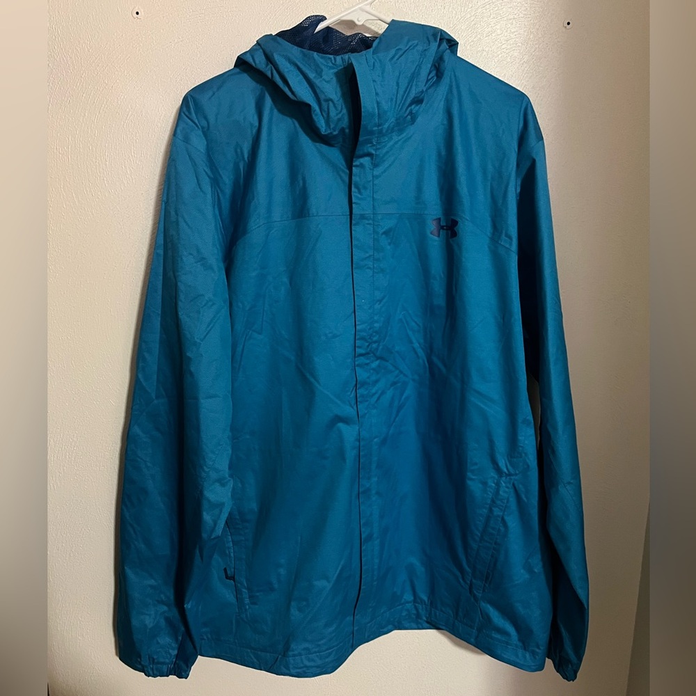 UNDER ARMOUR Classic‎ Overlook Fitted Waterproof Rain Jacket Blue Men's Size XL